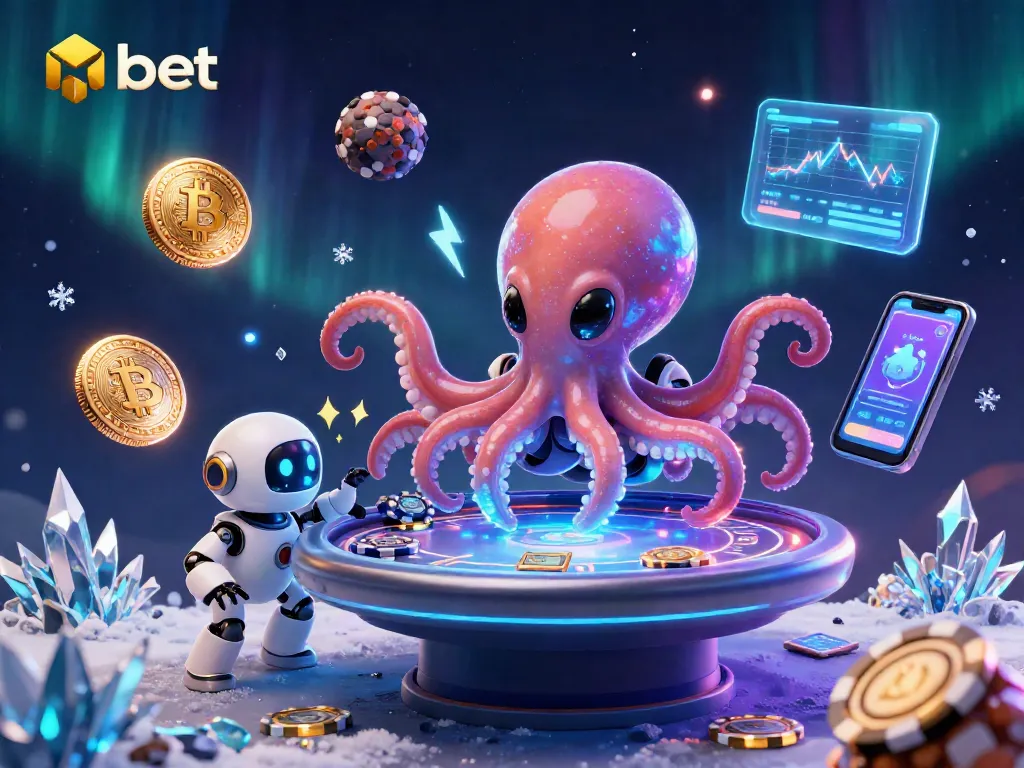 Play at nbet with a vibrant 3D alien octopus poker illustration showcasing exciting gaming elements.