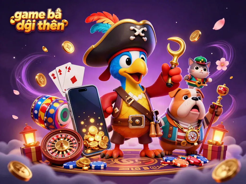 Engaging scene showcasing the game bài đổi thưởng theme, vibrant characters and casino elements together.