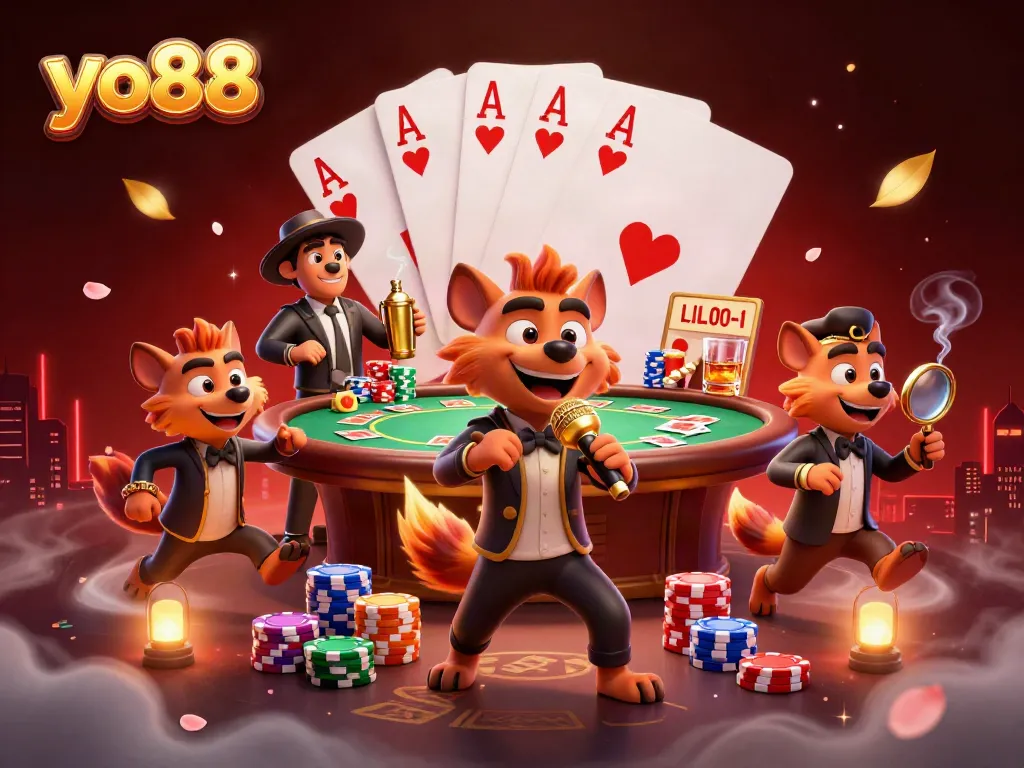 Laugh and win at yo88 with hyenas running a vibrant comedy casino club scene.