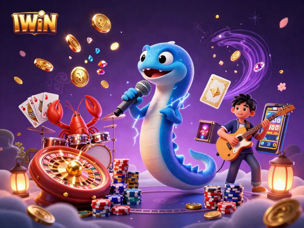 Experience IWIN's thrilling underwater casino scene featuring vibrant games and characters.