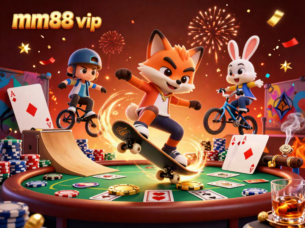 Engage in vibrant gaming action with mm88 vip characters in a dynamic casino scene.