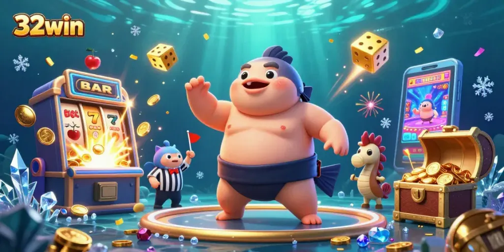 Experience thrill and excitement at 32win casino with dynamic slot machines and engaging gameplay in a vibrant underwater scene.