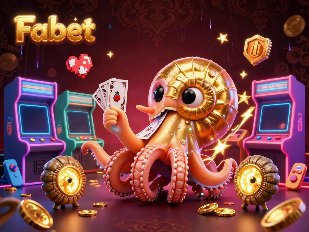 Engage with the vibrant Fabet casino scene showcasing a giant nautilus roulette wheel and glowing gaming elements.