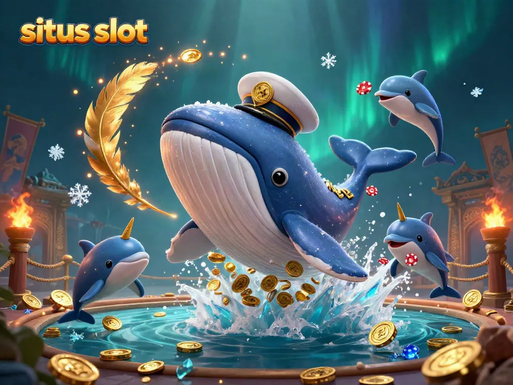Spin and win with situs slot featuring a playful whale, golden horn narwhal, and dolphins.