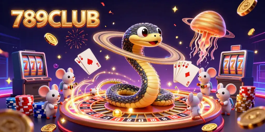 Watch astronaut mice bet on Saturn's roulette rings in this vibrant 789CLUB casino scene.