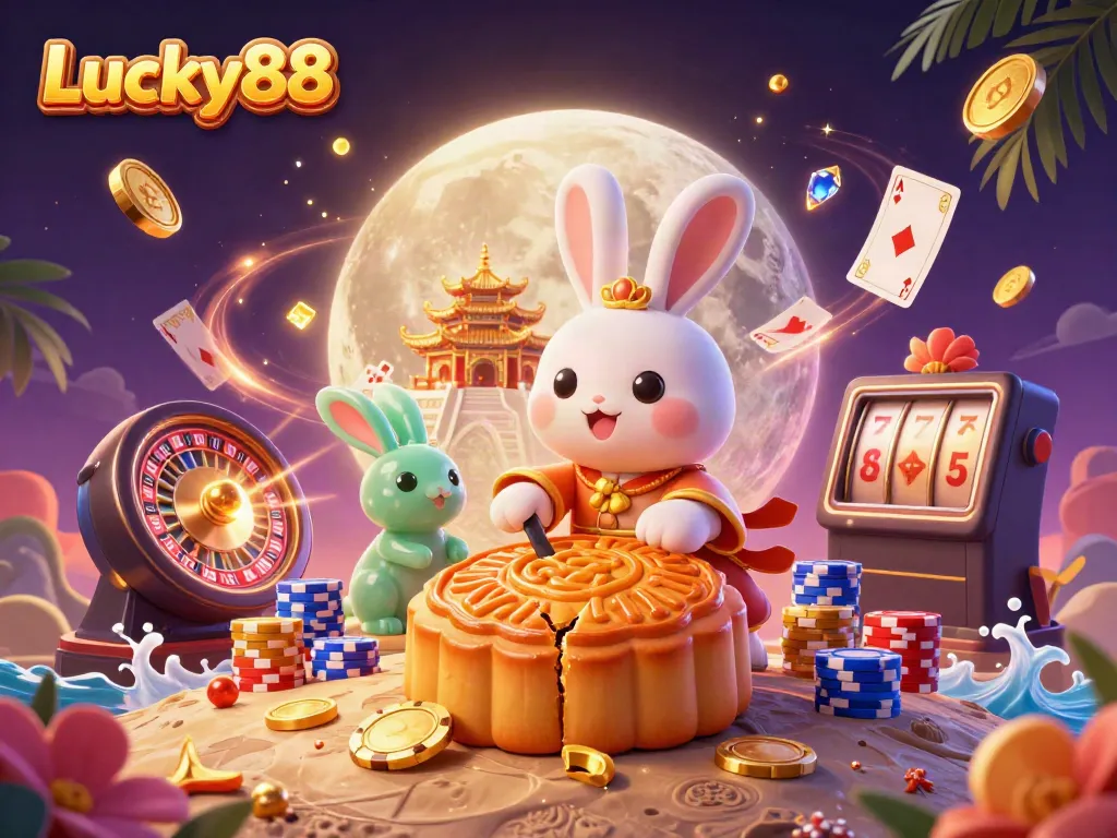 Lucky88 moon rabbit scene showcasing the excitement and treasures of online casino.
