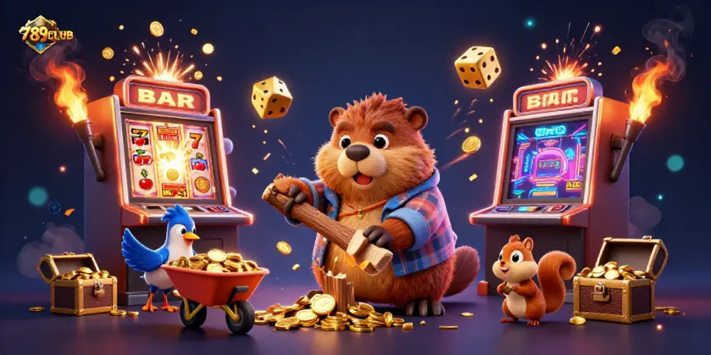 Engage with exhilarating games at 789CLUB, featuring colorful slot machines and dynamic characters.