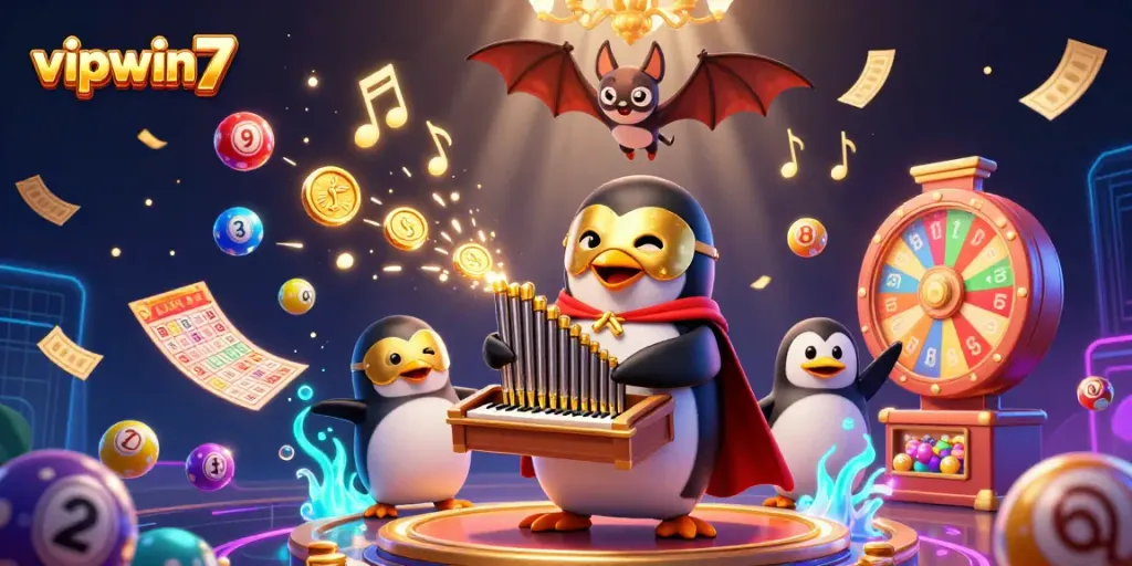 Engage with vipwin7 through this vibrant 3D casino illustration packed with exciting gambling elements.