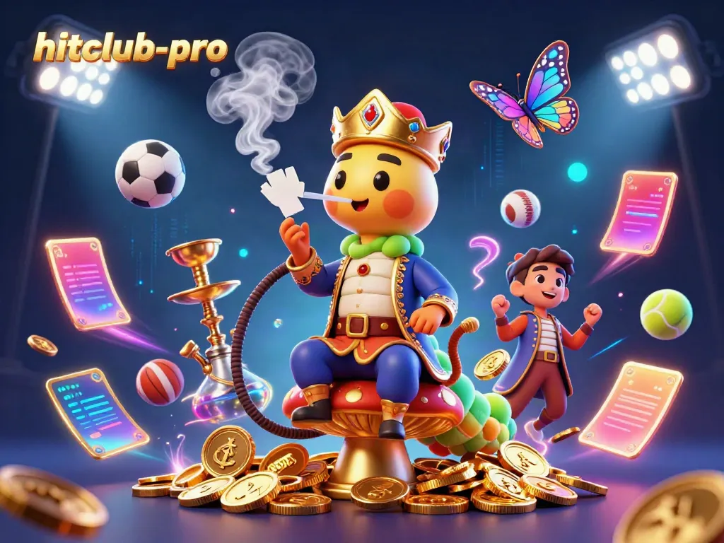 Engage in the thrill of gaming with hitclub-pro, where a whimsical caterpillar delights amid glowing betting elements.