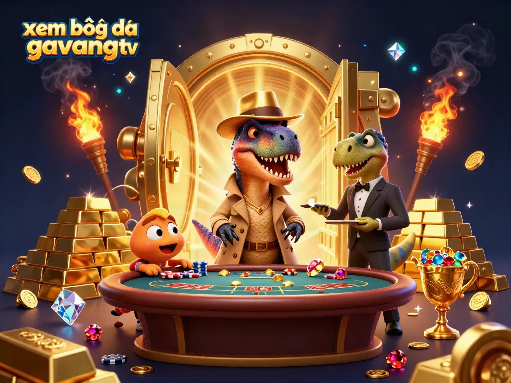 Experience xem bóng đá gavangtv with a playful velociraptor at a vibrant blackjack table.