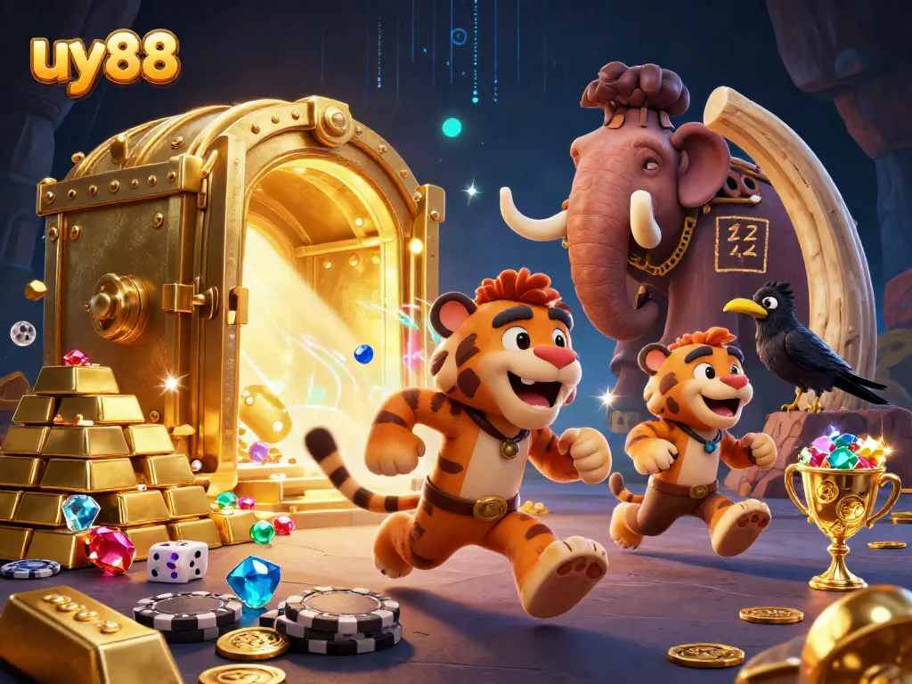 Experience thrilling gameplay at uy88 in a vibrant, prehistoric casino atmosphere.