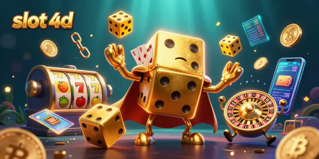 Rasakan sensasi bermain slot 4d dengan ilustrasi kasino dinamis dan berwarna-warni.