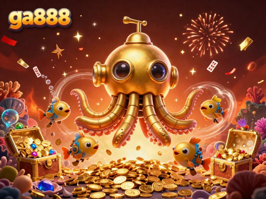 Engage in thrilling winnings with ga888 as the golden kraken submarine navigates through treasure-filled depths.