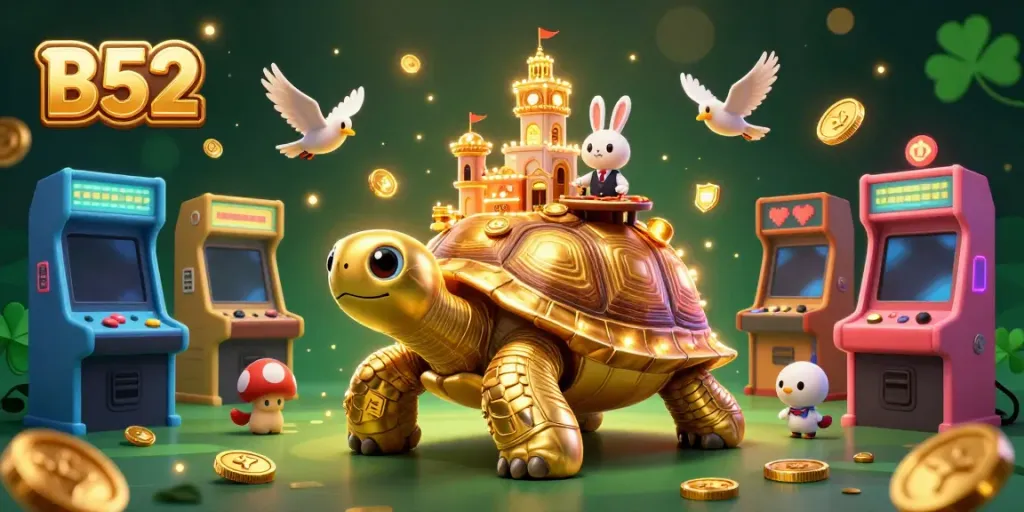 B52 boosts excitement with a golden tortoise casino and vibrant game elements