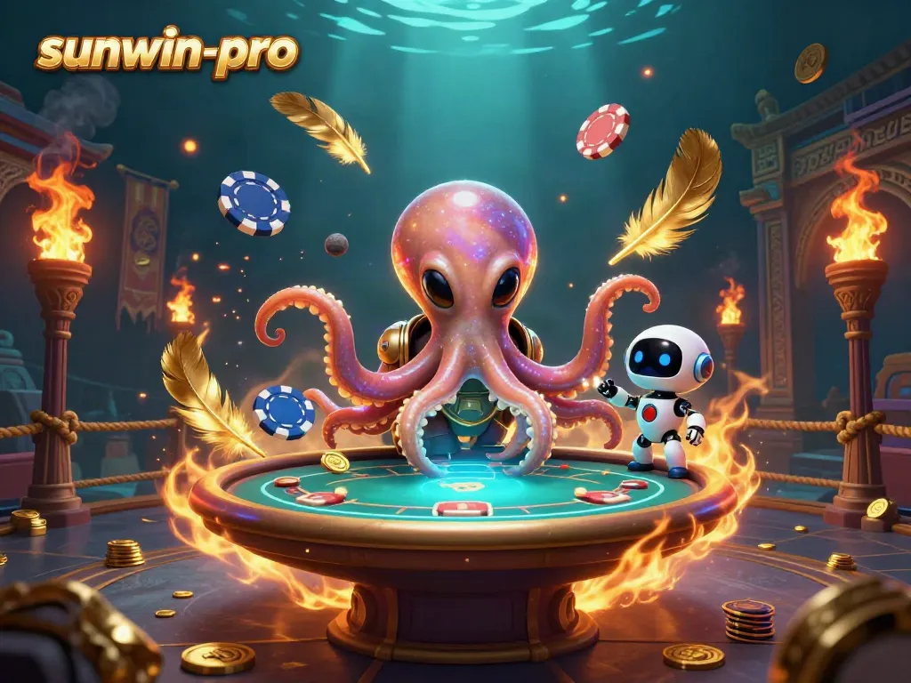 Engage in thrilling poker action with sunwin-pro's vibrant alien-themed casino scene featuring dynamic characters.