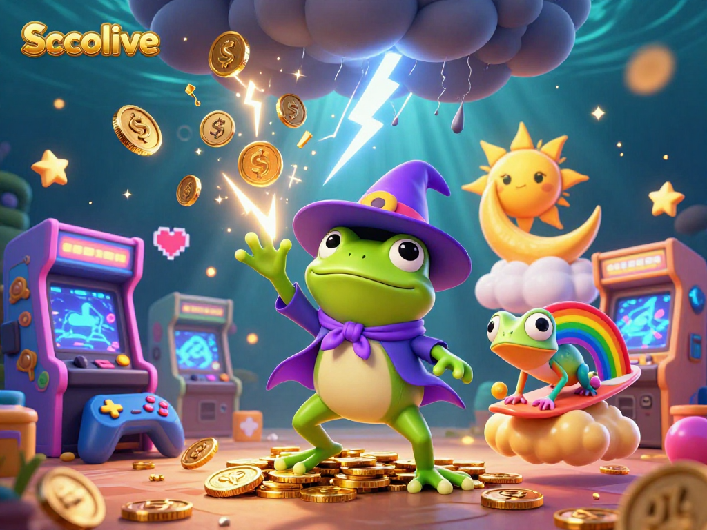 Socolive brings excitement with a wizard frog and chameleon amidst a lively casino scene.