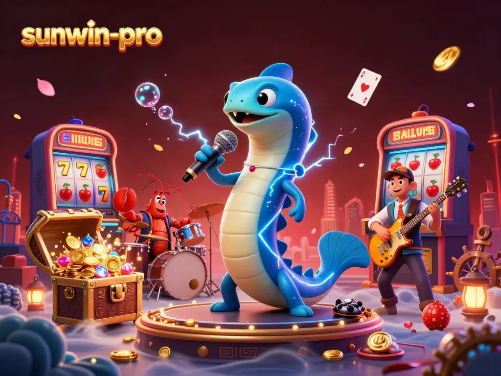 Engage with sunwin-pro's vibrant underwater casino scene featuring a DJ eel, lobster drummer, and seahorse guitarist.