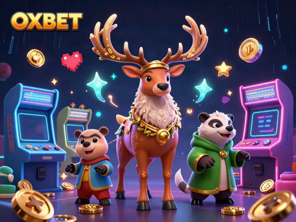 Engage with OXBET's dynamic gaming experience featuring Celtic druid stag and badger in a vibrant casino setting.
