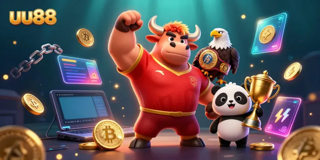 Engage with uu88 gaming excitement featuring vibrant characters and dynamic casino elements.