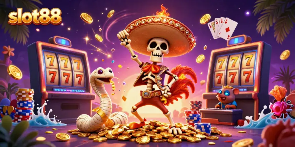 Slot88 menghadirkan keseruan dengan ayam mariachi dan slot jackpot yang mencolok.